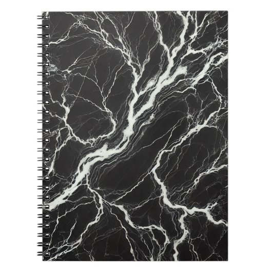 Chic Zwart & Wit Marmer Look Glamour Notitieboek (Voorkant)