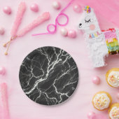 Chic Zwart & Wit Marmer Look Glamour Papieren Bordje (Feest)