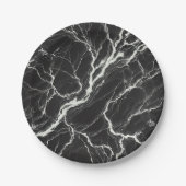 Chic Zwart & Wit Marmer Look Glamour Papieren Bordje (Voorkant)