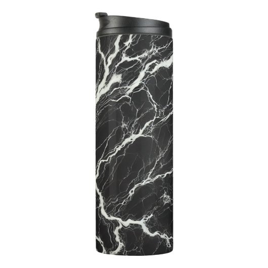 Chic Zwart & Wit Marmer Look Glamour Thermosbeker (Geroteerd rechts)