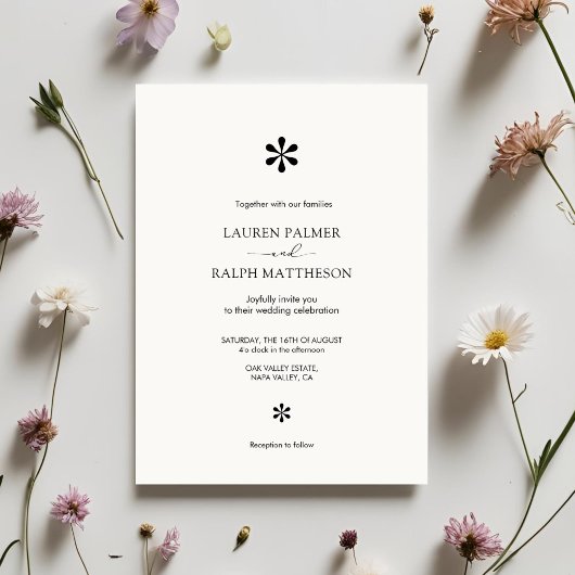 Chic Zwart-wit Minimal Wedding Kaart