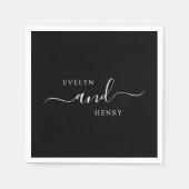 Chic zwart-wit minimalistisch bruiloftsfeest servet (Voorkant)