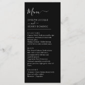 Chic zwart-wit minimalistisch huwelijksdiner menu (Voorkant)