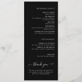 Chic zwart-wit minimalistische bruiloft ceremonie programmakaart (Achterkant)