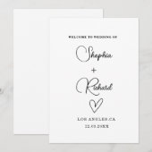 Chic zwart-wit minimalistische bruiloft kaart (Voorkant / Achterkant)