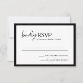 Chic zwart-wit moderne bruiloft RSVP kaartje (Voorkant)