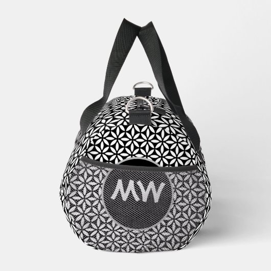 Chic Zwart-wit Monogram Duffel Bag Plunjezak (Rechts)