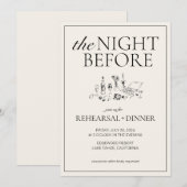 Chic zwart-wit repetitie Diner Uitnodigen Kaart (Voorkant / Achterkant)