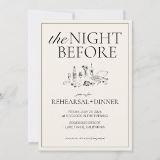 Chic zwart-wit repetitie Diner Uitnodigen Kaart