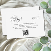Chic Zwart Wit Romantisch Script QR Code Huwelijk RSVP Kaartje