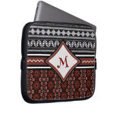 Chic Zwart, Wit & Rood Abstract Tribal Laptop Sleeve (Voorkant Rechts)