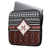 Chic Zwart, Wit & Rood Abstract Tribal Laptop Sleeve (Voorkant Links)