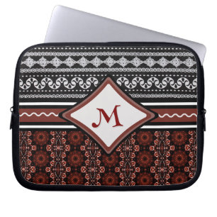 Chic Zwart, Wit & Rood Abstract Tribal Laptop Sleeve