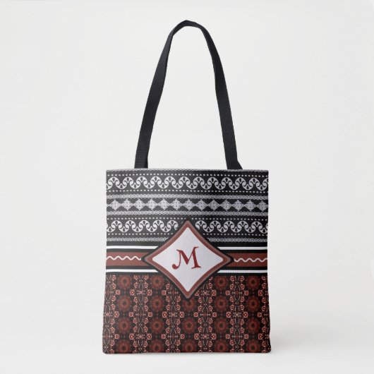 Chic Zwart, Wit & Rood Abstract Tribal Tote Bag (Voorkant)