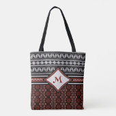 Chic Zwart, Wit & Rood Abstract Tribal Tote Bag (Achterkant)