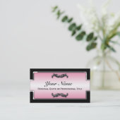 Chic Zwart, Wit & Roze Metallic Visitekaartjes (Staand voorkant)