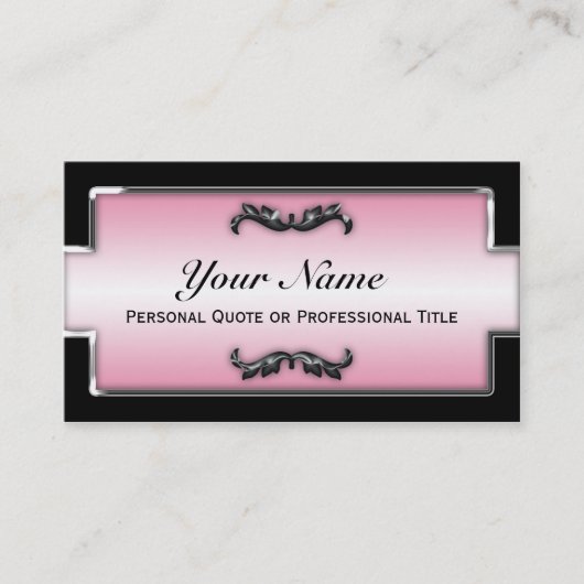 Chic Zwart, Wit & Roze Metallic Visitekaartjes (Voorkant)