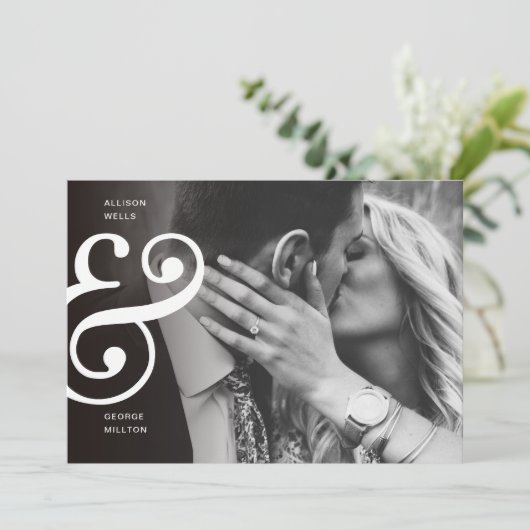 Chic Zwart + Wit SAVE THE DATE Ampersand (Staand voorkant)