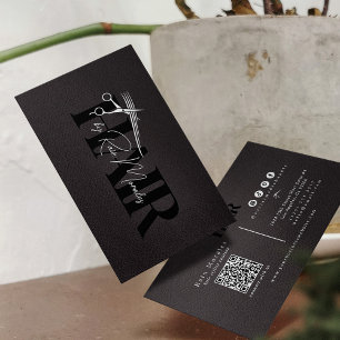 Chic Zwart/Wit Schaar Haarstylist Minimalist Visitekaartje