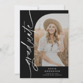 Chic Zwart & Wit Script Arch Afstuderen Foto Aankondiging (Voorkant)