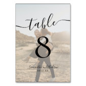 Chic zwart wit script noemt foto's bruiloft kaart (Voorkant)