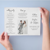 Chic Zwart & Wit Script Trifold Wedding Programma Flyer (Hand)