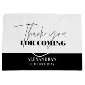 Chic Zwart Wit Script Verjaardag Bedankt Groot Cadeauzakje (Voorkant)