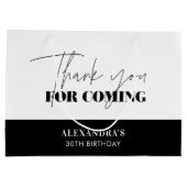 Chic Zwart Wit Script Verjaardag Bedankt Groot Cadeauzakje (Achterkant)
