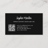 Chic zwart-wit strepen en boog | QR-code Visitekaartje (Achterkant)