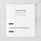 Chic zwart-wit trouwkaarten plaatskaartje (Buitenkant ongevouwen)