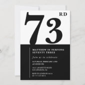 Chic zwart-wit uitnodiging voor 73e verjaardag (Voorkant)