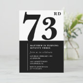 Chic zwart-wit uitnodiging voor 73e verjaardag (Staand voorkant)