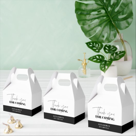 Chic Zwart Wit Verjaardag Dank u Bedankdoosjes (Meervoudige)