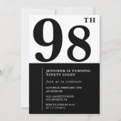 Chic Zwart Wit voor haar 98e verjaardag Kaart (Voorkant)