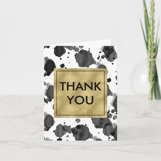 Chic zwart-wit Waterverf Dank u Bedankkaart (Voorkant)