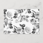 Chic Zwart & Witte Bloemige Trouw RSVP Informatiekaartje (Achterkant)