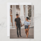 Chic Zwart & Witte Lijn Getrokken Bloemen Foto Huw Save The Date (Achterkant)