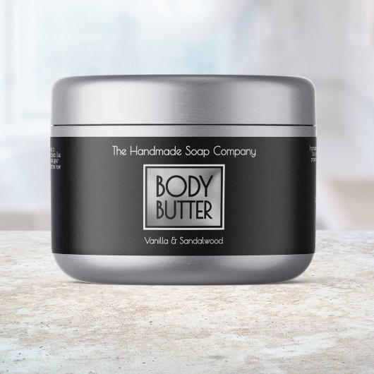 Chic Zwart, Zilver, Wit Body Butter Pot label Waterfles Etiket