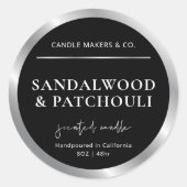 Chic Zwart & Zilveren Kaars Cirkel Label Verpakkin (Voorkant)