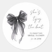 Chic Zwarte Coquette Strik Waterverf Bruidsmeisje  Ronde Sticker (Voorkant)