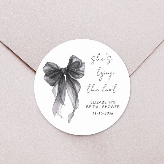 Chic Zwarte Coquette Strik Waterverf Bruidsmeisje  Ronde Sticker