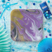 Chic Zwarte en Witte Vierkante Papieren Bord (Feest)