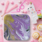 Chic Zwarte en Witte Vierkante Papieren Bord (Feest)