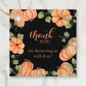 Chic Zwarte Herfst Pompoen Baby shower Bedankt Bedankjes Labels (Voorkant)