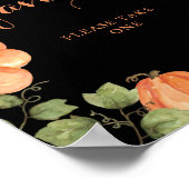 Chic Zwarte Herfst Pompoen Baby shower Favors Poster (Hoek)