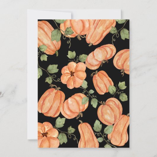 Chic Zwarte Herfst Pompoen Baby shower Kaart (Achterkant)