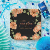 Chic Zwarte Herfst Pompoen Baby shower Papieren Bordje (Feest)