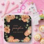 Chic Zwarte Herfst Pompoen Baby shower Papieren Bordje (Feest)