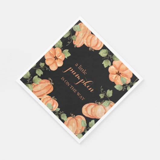 Chic Zwarte Herfst Pompoen Baby shower Servet (Hoek)