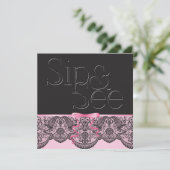 Chic zwarte kant en roze sip en zie 2 kaart (Staand voorkant)